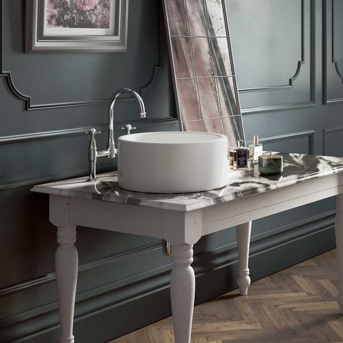 Fireclay Lancaster Round Above Counter Lavatory Sink